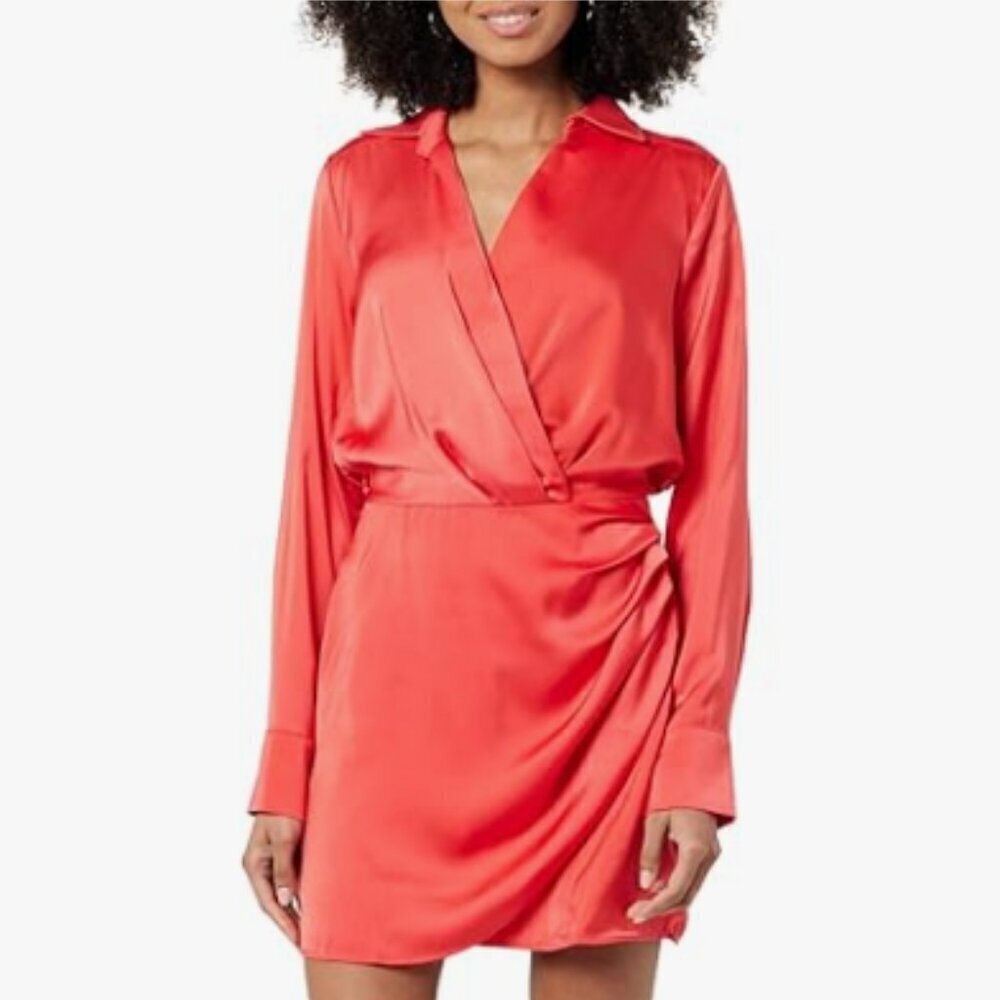 Red Mini Wrap Dress, Bitter Red, Medium, NWT, Date Night, Girl's Night Out - Picture 3 of 11